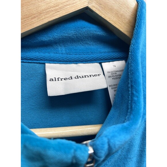 Alfred Dunner Women’s 14 Teal Blue 3 Piece Velour Track Suit Bling Granny Core - Picture 10 of 16